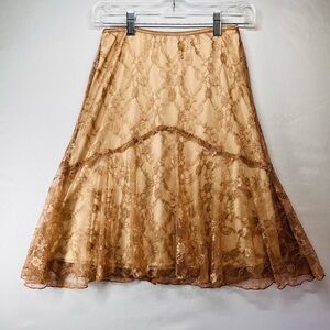Heart Moon‎ Star Lace A-Line Skirt in Tan